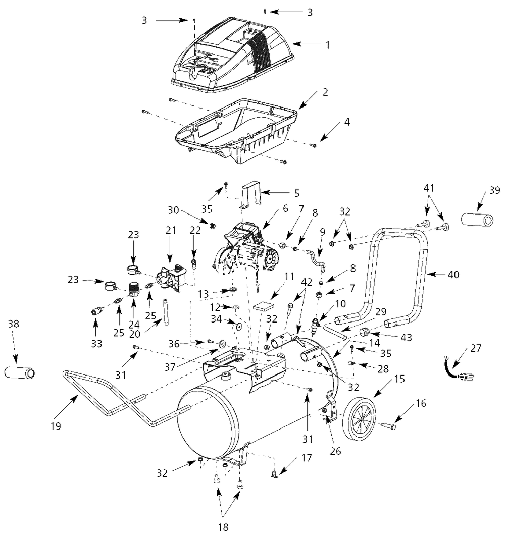 Air-Compressor Parts Diagram and Parts List for WL650700  Campbell Hausfeld Compressor
